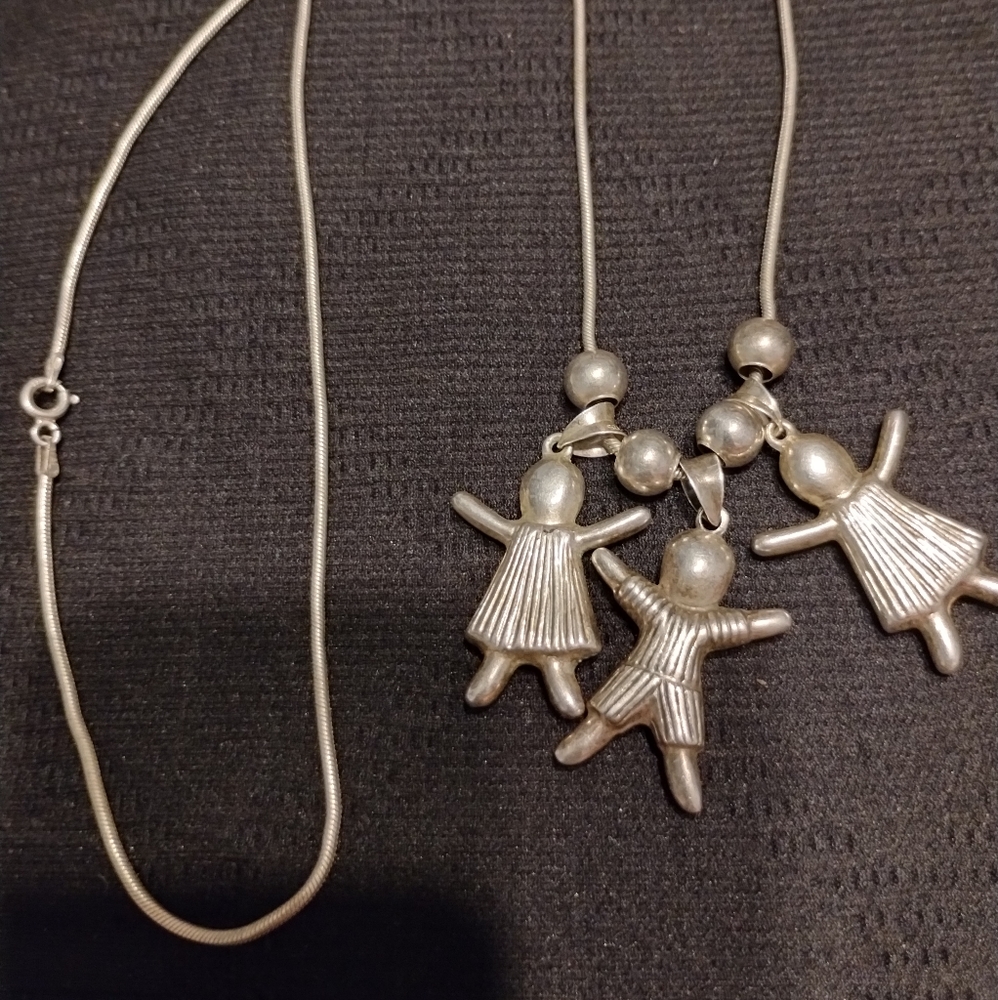 .925 vintage mother charm necklace